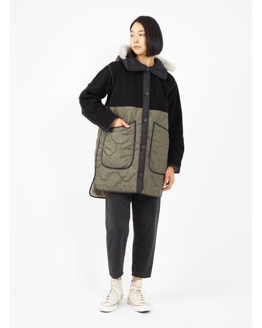 MARFA STANCE Reversible Wool Quilted Coat Black, Khaki & Beige | Lyst