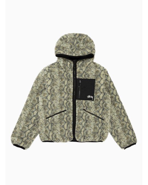 Stussy Snake Jacquard Sherpa Jacket Grey in Green for Men | Lyst UK