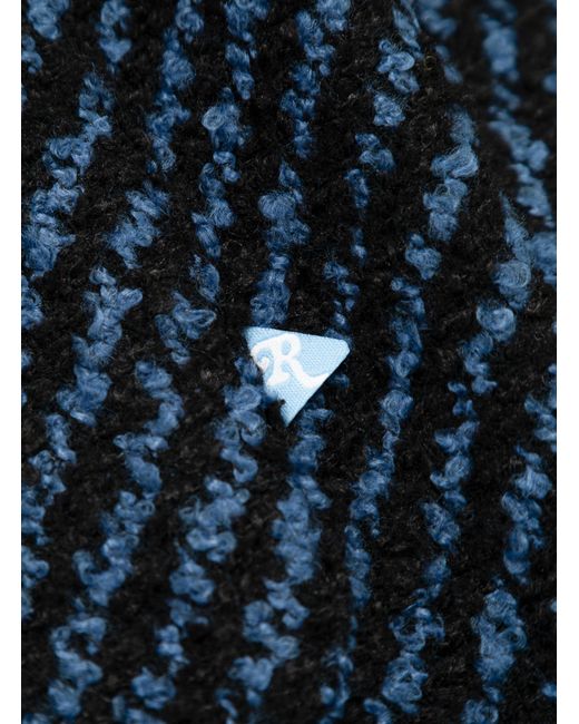 Reception Blue Wool Boucle Cardigan Navy & Black Stripe for men