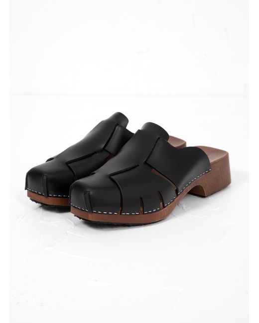 Hereu Leather Licia Square Toe Mule Clogs Black Lyst Australia