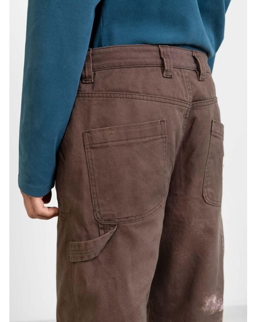 Stussy Spotted Bleach Work Pant Brown for Men | Lyst