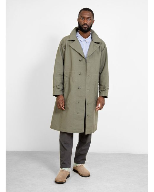 Engineered Garments Drizzler Coat Cotton Double Cloth in Green for