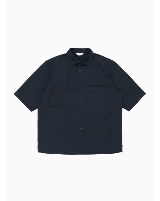 Still By Hand Cotton & Linen Half Sleeve Shirt Navy in Blue for