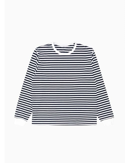Nanamica Blue Coolmax Long Sleeve T-shirt Navy & White Stripe