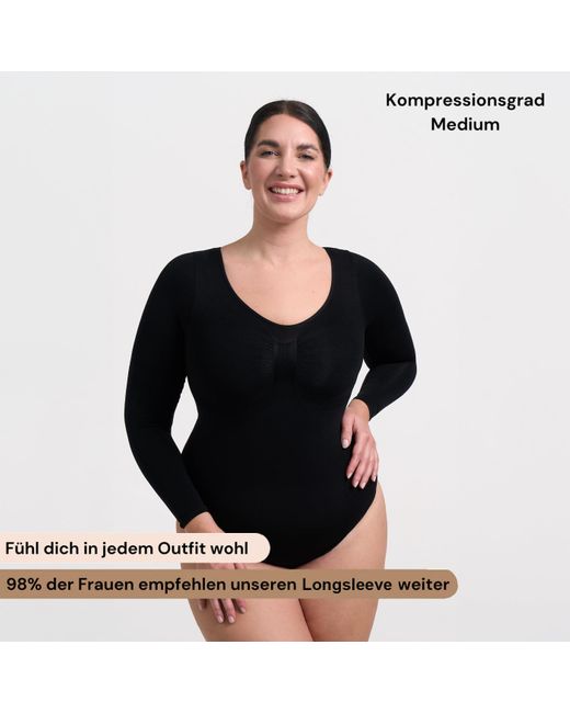 creamy fabrics White Bodysuit Sculpting Shapewear Longsleeve Mit String