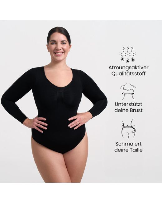 creamy fabrics White Bodysuit Sculpting Shapewear Longsleeve Mit String