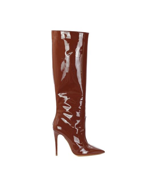 Wo Milano Patent Leather Boot Color Brown,tag Lyst