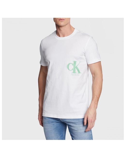 Calvin Klein Tshirt With Monogram Logo in White for Men Lyst