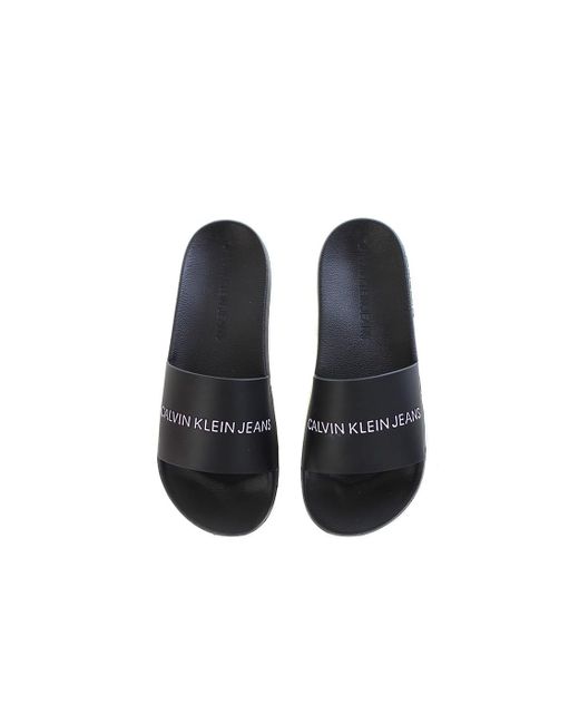 Calvin Klein Rubber Slipper With Logo in Black for Men - Lyst