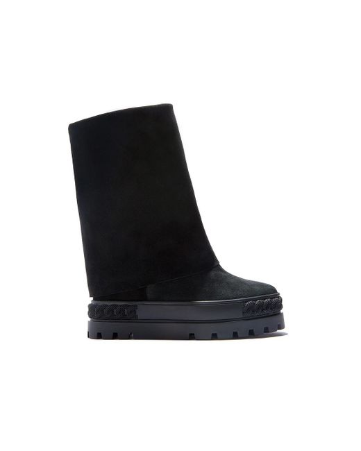 Casadei Suede Reversible Boot in Black | Lyst