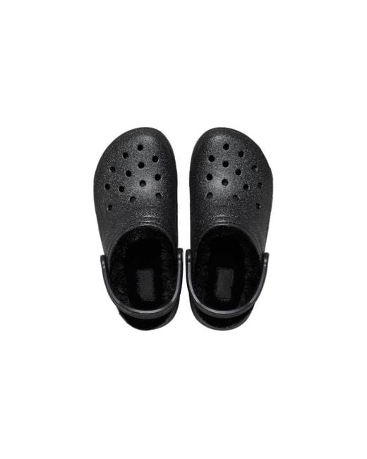 CROCSTM Black | unisex | classic fuzz lined glitter | clogs | | 33