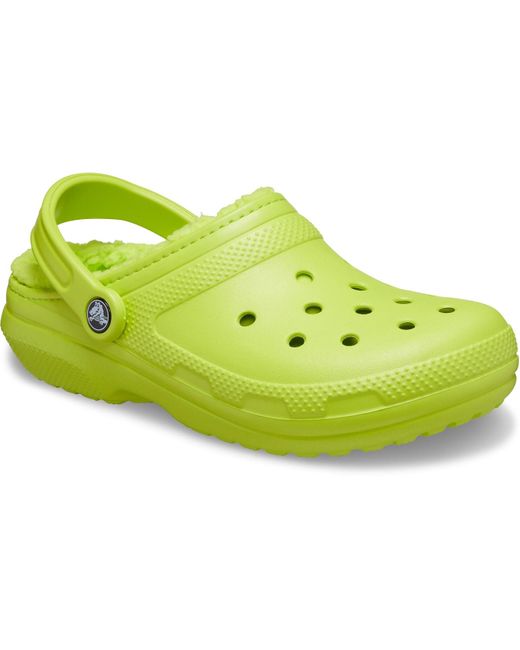 Green crocs with fur cheap