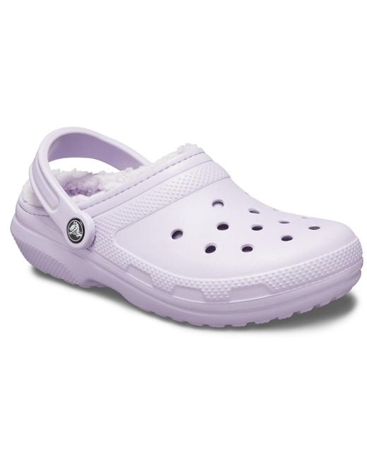 lilac fuzzy crocs