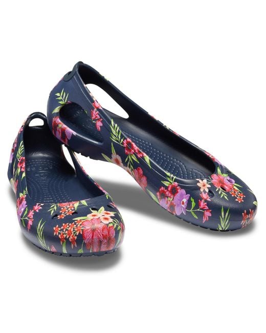 Crocs™ Blue Tropical Floral/navy Women's Kadee Printed Flat