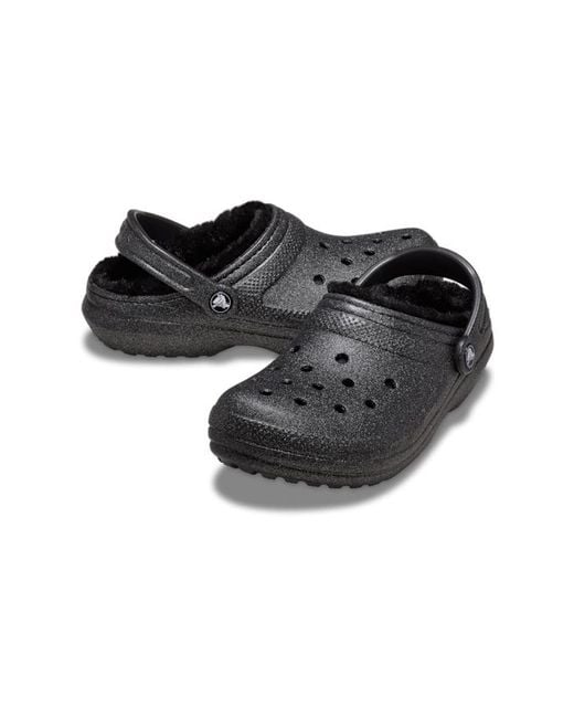 CROCSTM Black | unisex | classic fuzz lined glitter | clogs | | 33