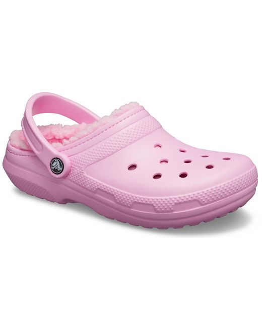 pink fluffy crocs