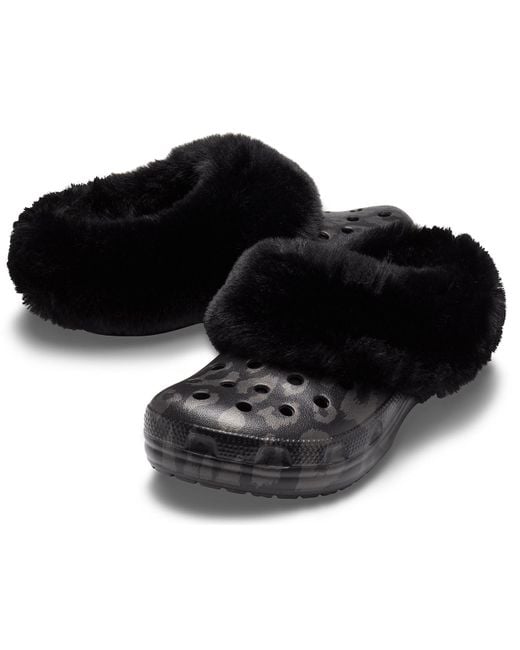 Crocs™ Black Classic Mammoth Luxe Metallic Lined Clog | Lyst