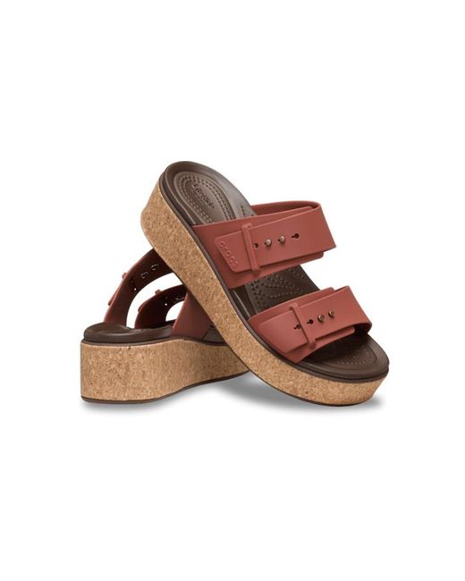 Brooklyn Cork Buckle Sandales Femmes Rust CROCSTM en coloris Black
