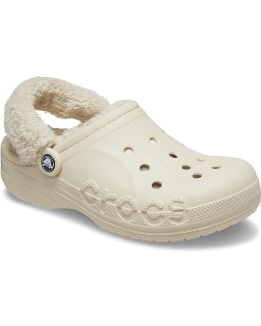 CROCSTM Black Baya Lined Fuzz-Strap Clog; Winter