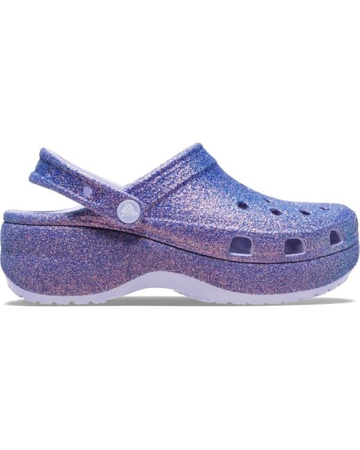 CROCSTM Purple Classic Platform Iridescent Glitter Clog