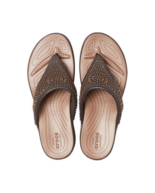 women's crocs monterey diamante wedge flip