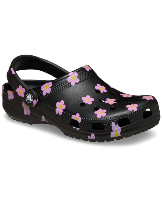 CROCSTM Black Classic Flower Clog