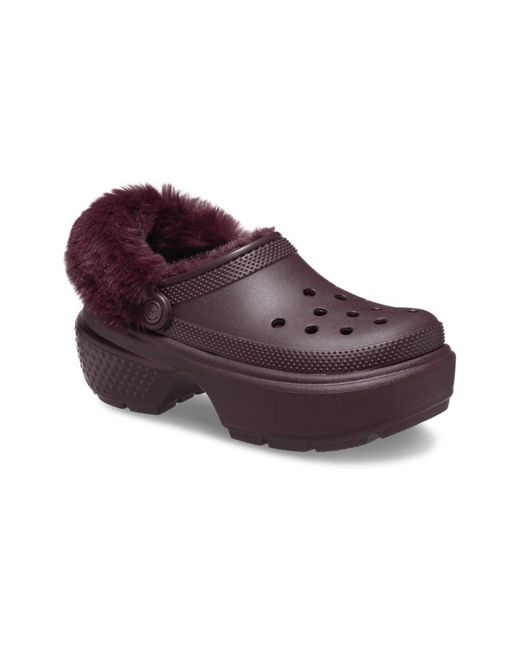 Purple lined crocs hot sale