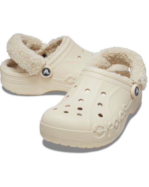 CROCSTM Black Baya Lined Fuzz-Strap Clog; Winter