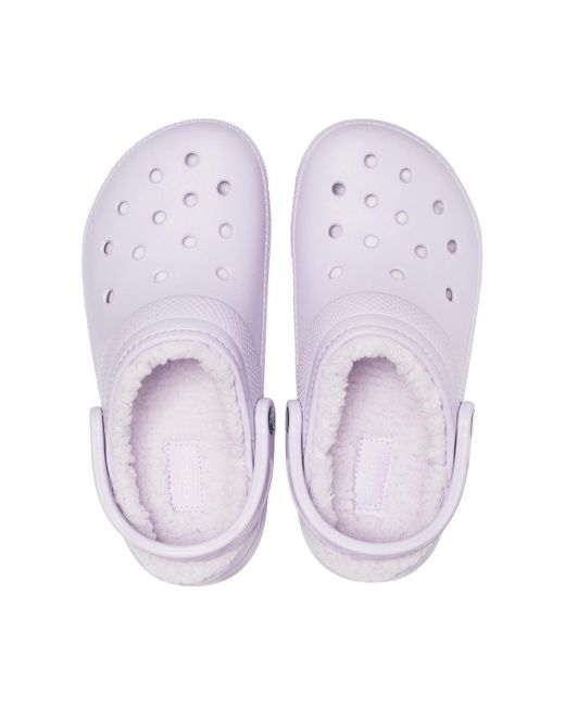 purple crocs with fur