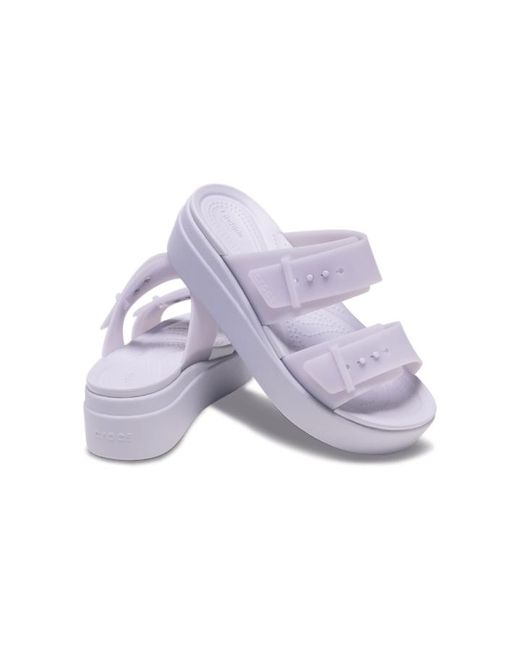 CROCSTM Black Brooklyn Buckle Frosted Low Wedge