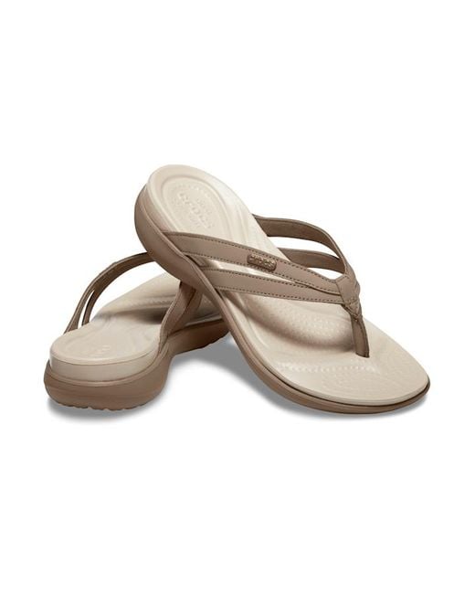 Crocs Women s Capri Basic Strappy Flip in Brown Lyst