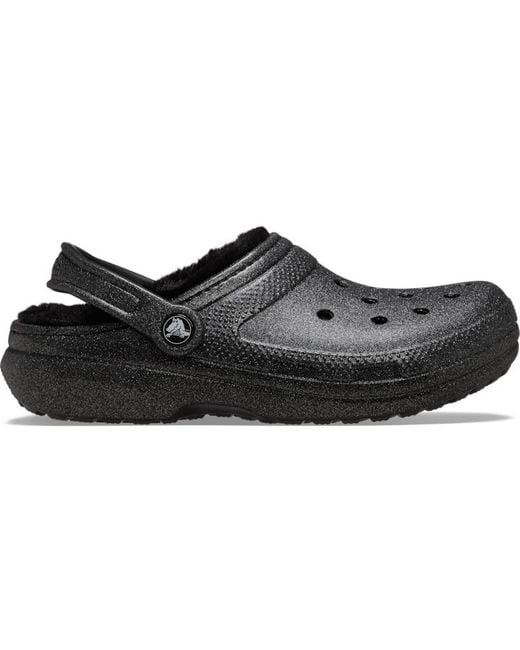 CROCSTM Black | unisex | classic fuzz lined glitter | clogs | | 33