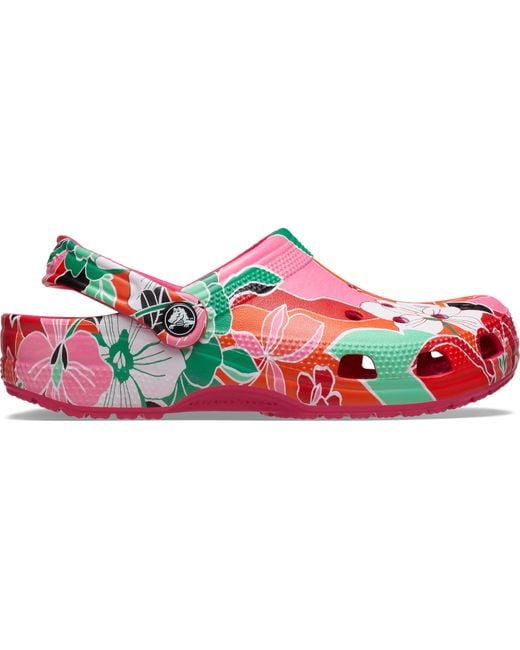 CROCSTM Black Classic Woodcut Floral Clog