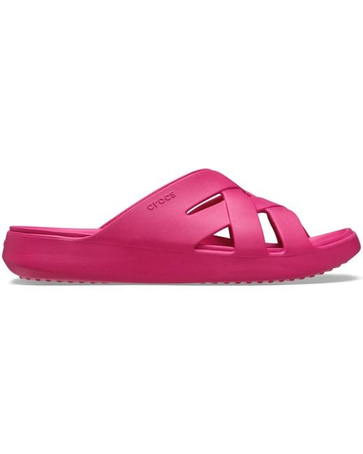 CROCSTM Black Getaway Weave Slide; Dragon Fruit