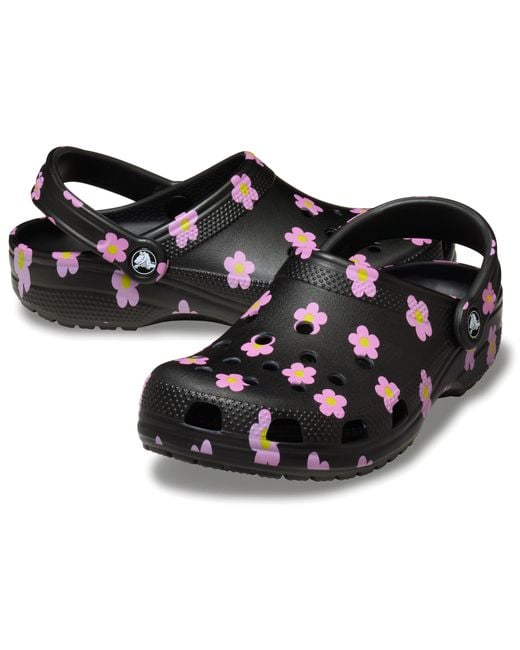 CROCSTM Black Classic Flower Clog