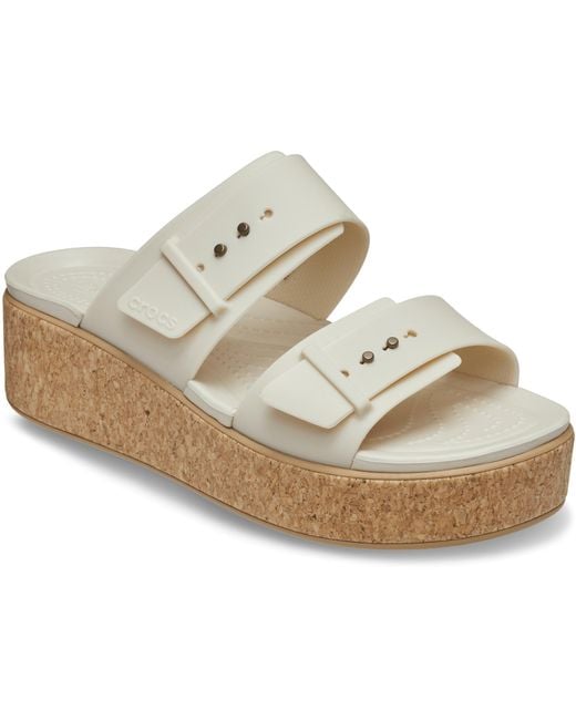CROCSTM Black Brooklyn Buckle Low Wedge Cork Sandal