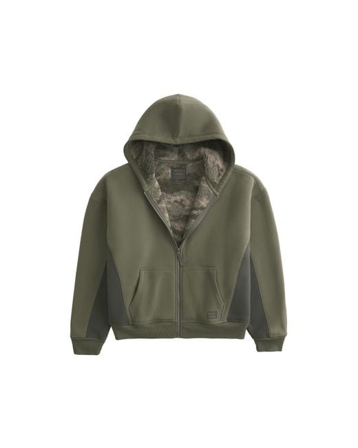 CROCSTM Black Hollister X Sherpa-Lined Zip-Up Hoodie