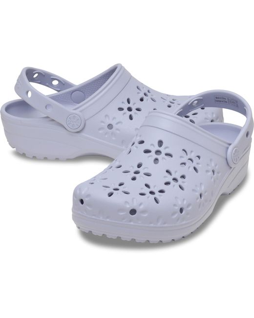 CROCSTM White Classic Floral Cut-Out Clog