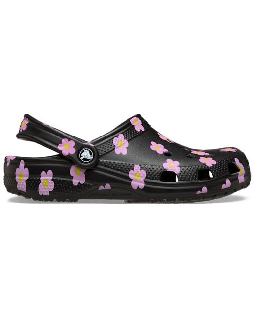 CROCSTM Black Classic Flower Clog