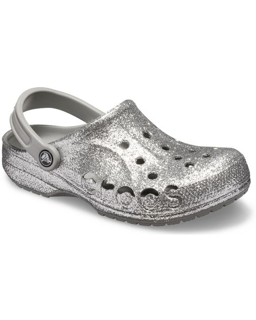 silver glitter crocs women's