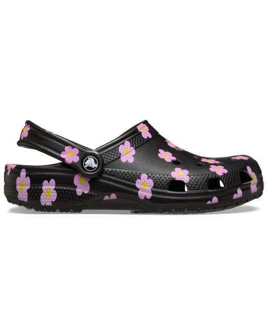 CROCSTM Black Classic Flower Clog