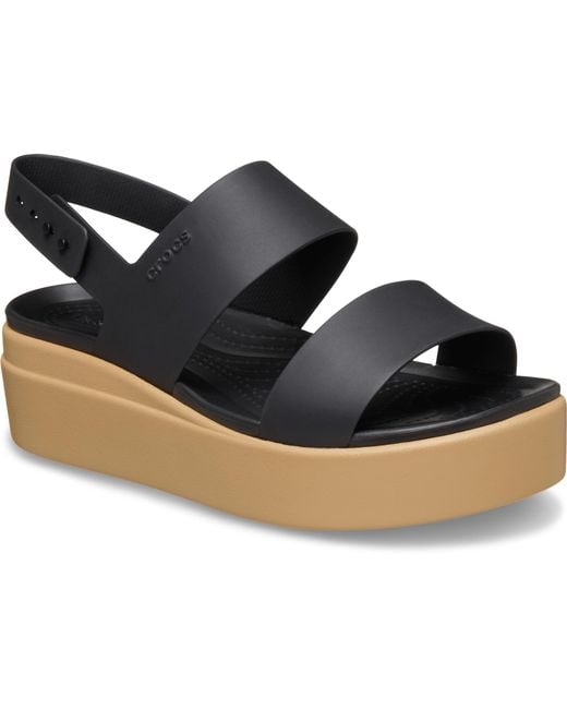 CROCSTM Black Brooklyn Low Wedge Sandal