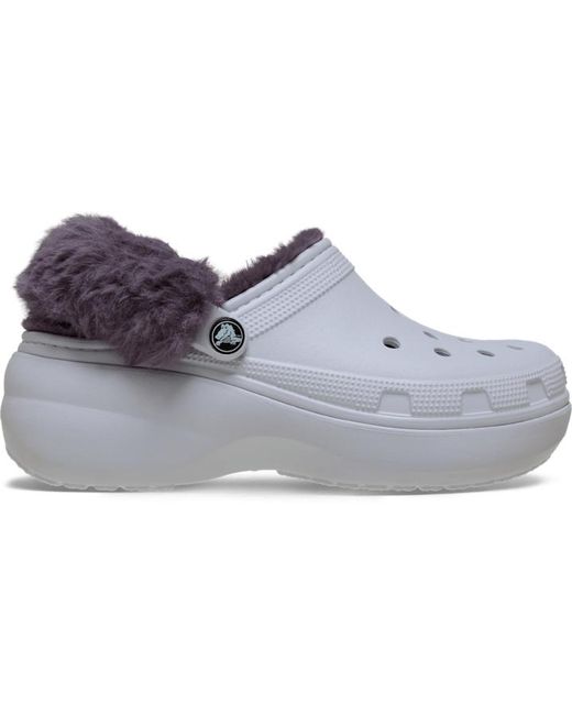Classic Platform Fuzz Lined Sabots Femmes Frosted Grape CROCSTM en coloris Black