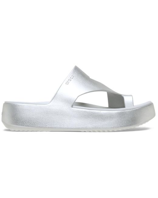 CROCSTM Black Getaway Platform Toe Loop Metallic Sandal