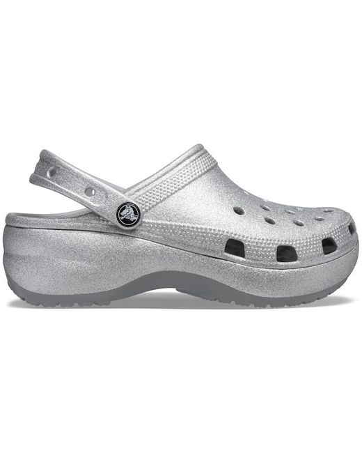 Crocs™ Classic Platform Glitter Clog in Silver (Gray) | Lyst