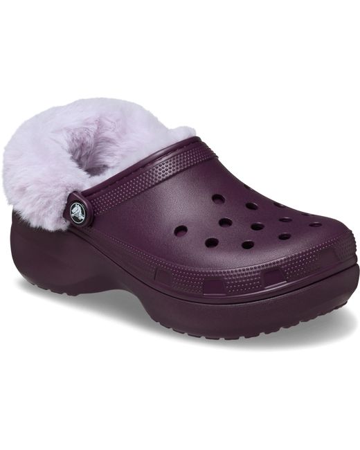 CROCSTM Purple Classic Platform Fuzz Lined