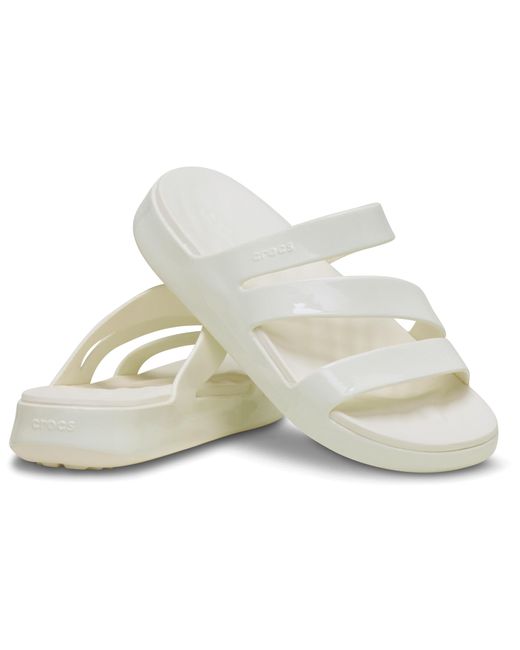 CROCSTM Black Getaway Patent Strappy; Chalk