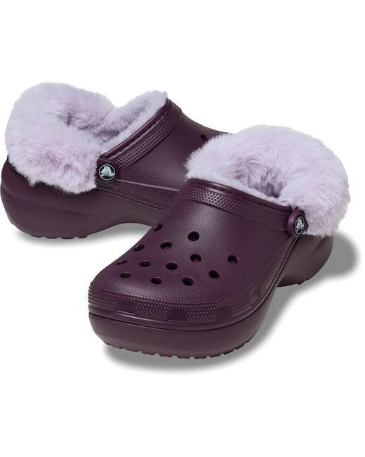 CROCSTM Purple Classic Platform Fuzz Lined