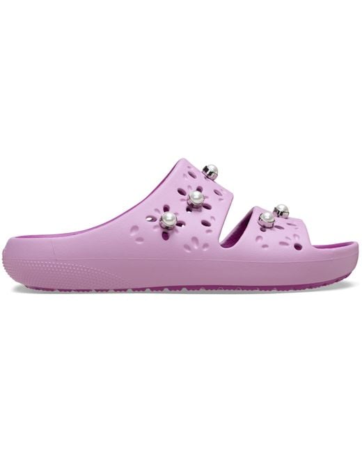 CROCSTM Purple Classic Floral Cutout Elevated Sandal 2.0; Hydrangea