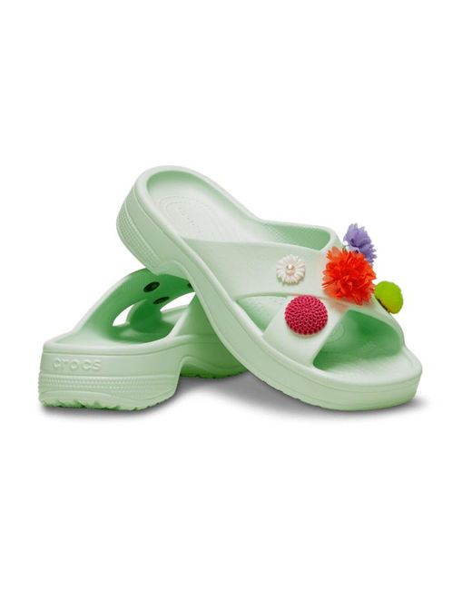 Classic Wildflower Cross Strap Slides Femmes Jade Tint CROCSTM en coloris Green